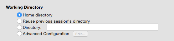 Choosing the working directory